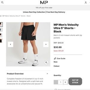 MP Men's Velocity Ultra 5" Shorts - Black - M